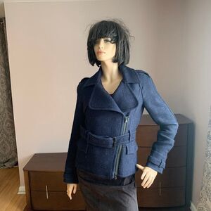 CNC Costume National Navy Jacket Coat Stand Up Collar 40
